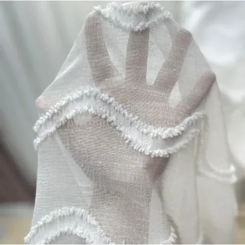 Dalga Desenli Püsküllü Lüks Keten Tül Perde