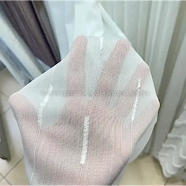 Şerit detaylı düz beyaz tül perde 