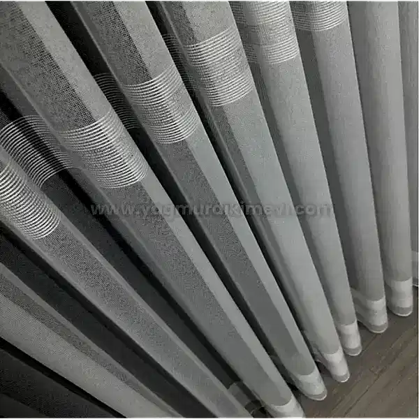 Anotella desenli simli armür tül perde – bantlı, tok duruşlu lüks tül perde modeli