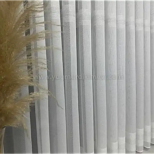 Anotella desenli simli armür tül perde – bantlı, tok duruşlu lüks tül perde modeli