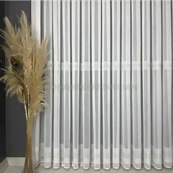 Anotella desenli simli armür tül perde – bantlı, tok duruşlu lüks tül perde modeli