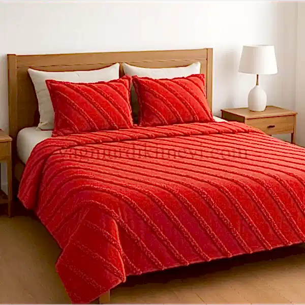 Premium püsküllü yatak örtüsü seti – Yağmur Dikim Evi püsküllü yatak örtüsü seti – 3 parçalı %100 pamuk