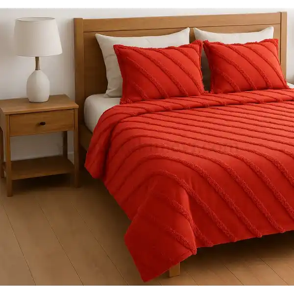 Premium püsküllü yatak örtüsü seti – Yağmur Dikim Evi püsküllü yatak örtüsü seti – 3 parçalı %100 pamuk