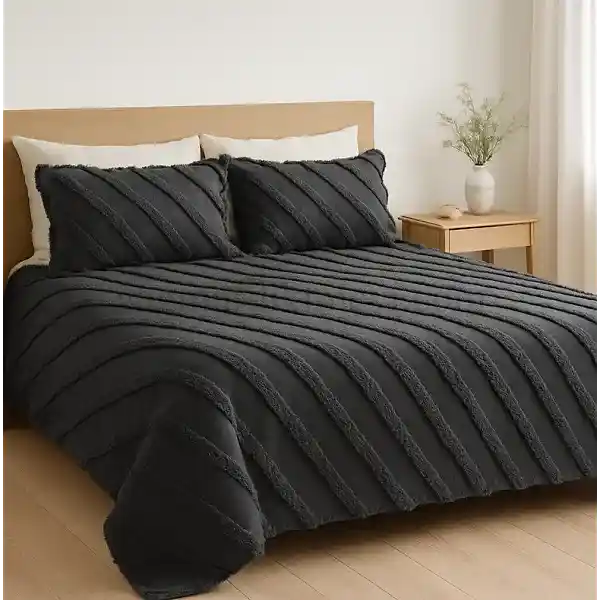 Premium püsküllü yatak örtüsü seti – Yağmur Dikim Evi püsküllü yatak örtüsü seti – 3 parçalı %100 pamuk