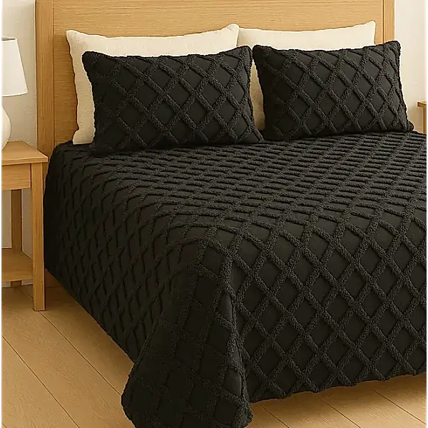 püsküllü yatak örtüsü seti – 3 parçalı %100 pamuk