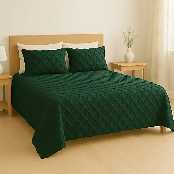 püsküllü yatak örtüsü seti – 3 parçalı %100 pamuk