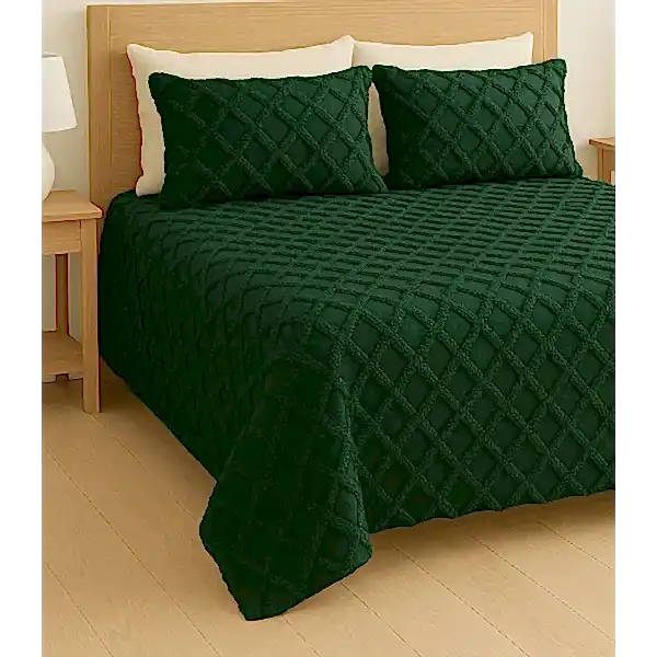 püsküllü yatak örtüsü seti – 3 parçalı %100 pamuk