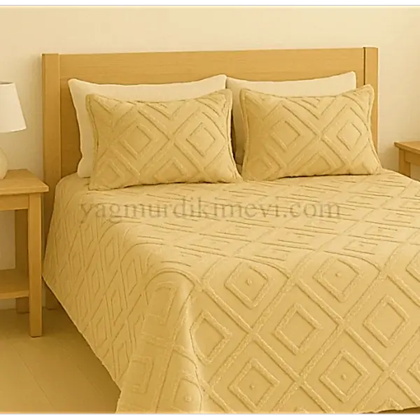 püsküllü yatak örtüsü seti – 3 parçalı %100 pamuk