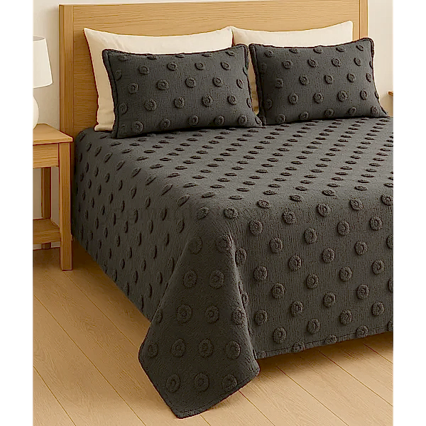 püsküllü yatak örtüsü seti – 3 parçalı %100 pamuk