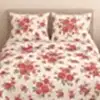 Flora çiçekli pamuk nevresim takımı kırmızı desenli - Yağmur Dikim Evi