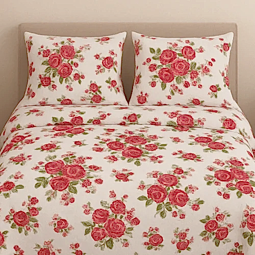 Flora Çiçekli Pamuklu Nevresim Takımı