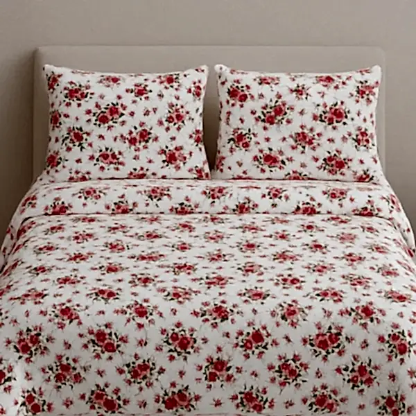 Serin Pamuklu Nevresim Takımı - Çiçek Desenli Kırmızı Serin çiçekli pamuk nevresim takımı kırmızı desenli - Yağmur Dikim Evi