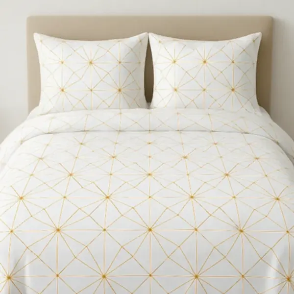 Optik modern pamuk nevresim takımı açık kahverengi desenli - Yağmur Dikim Evi