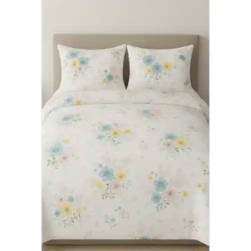 Deste Çiçekli Pamuklu Nevresim Takımı