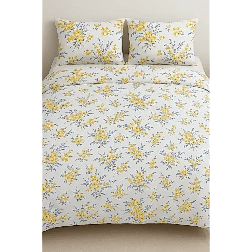 Demet Çiçekli Pamuklu Nevresim Takımı