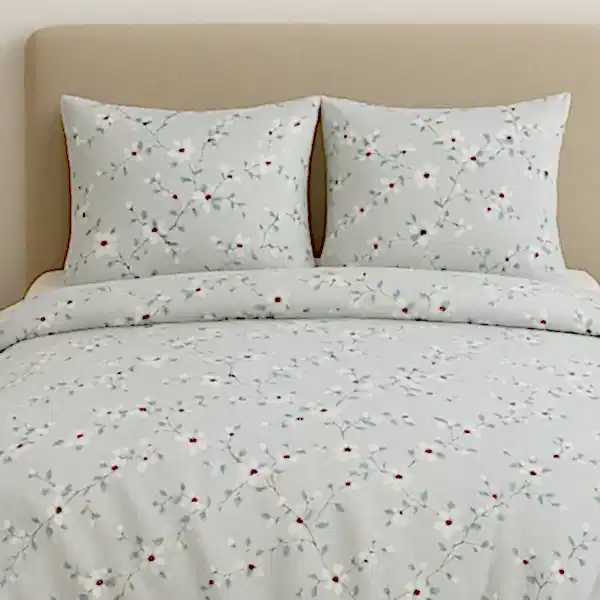 Ares Pamuklu Nevresim Takımı - Çiçek Desenli Gri Mavi Ares çiçekli pamuk nevresim takımı gri mavi desenli - Yağmur Dikim Evi