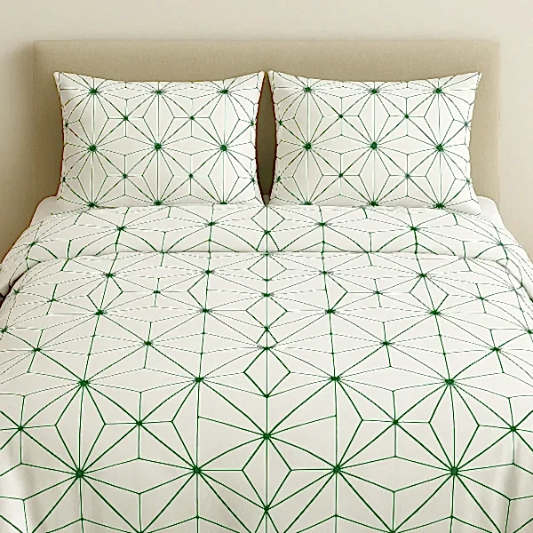 Optik modern pamuk nevresim takımı su yeşili desenli - Yağmur Dikim Evi