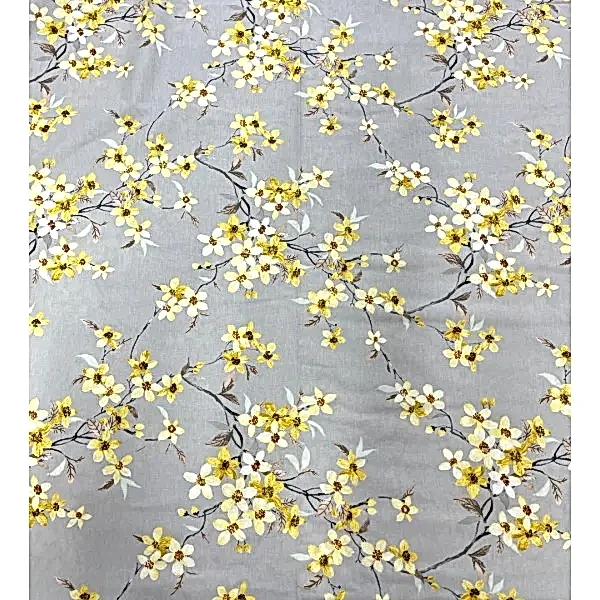 Mira çiçekli pamuk nevresim takımı sarı desenli - Yağmur Dikim Evi