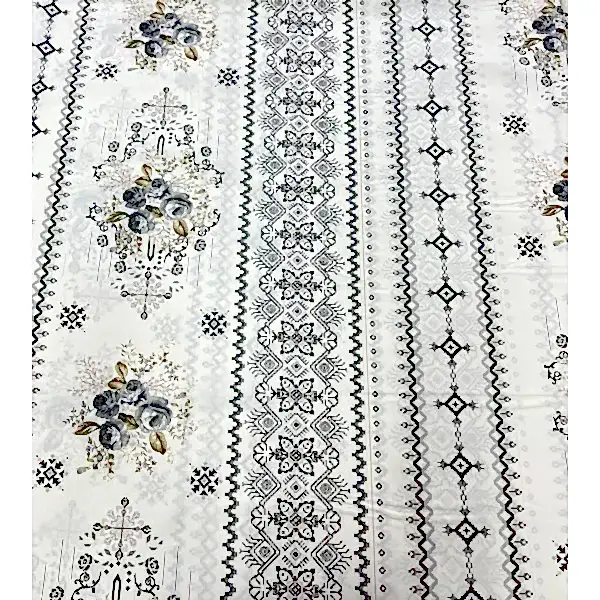 Deva çiçekli pamuk nevresim takımı gri desenli - Yağmur Dikim Evi