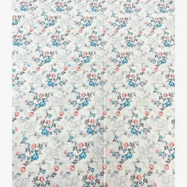 Esra Pamuklu Nevresim Takımı - Çiçek Desenli Mavi Turuncu Esra çiçekli pamuk nevresim takımı mavi turuncu desenli - Yağmur Dikim Evi